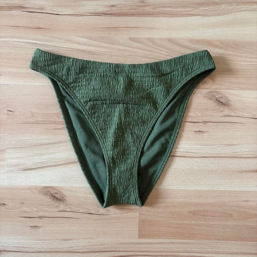Abercrombie & Fitch NWT Olive Green Textured Bikini Bottoms size S